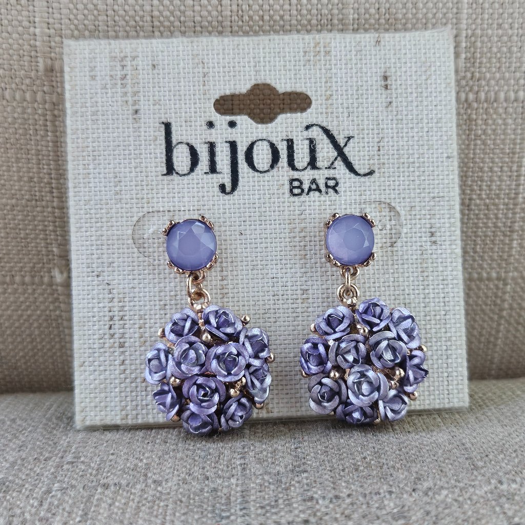 Bijoux Bar Women Lilac Purple Flower Earrings Fashion Jewelry New With Tag